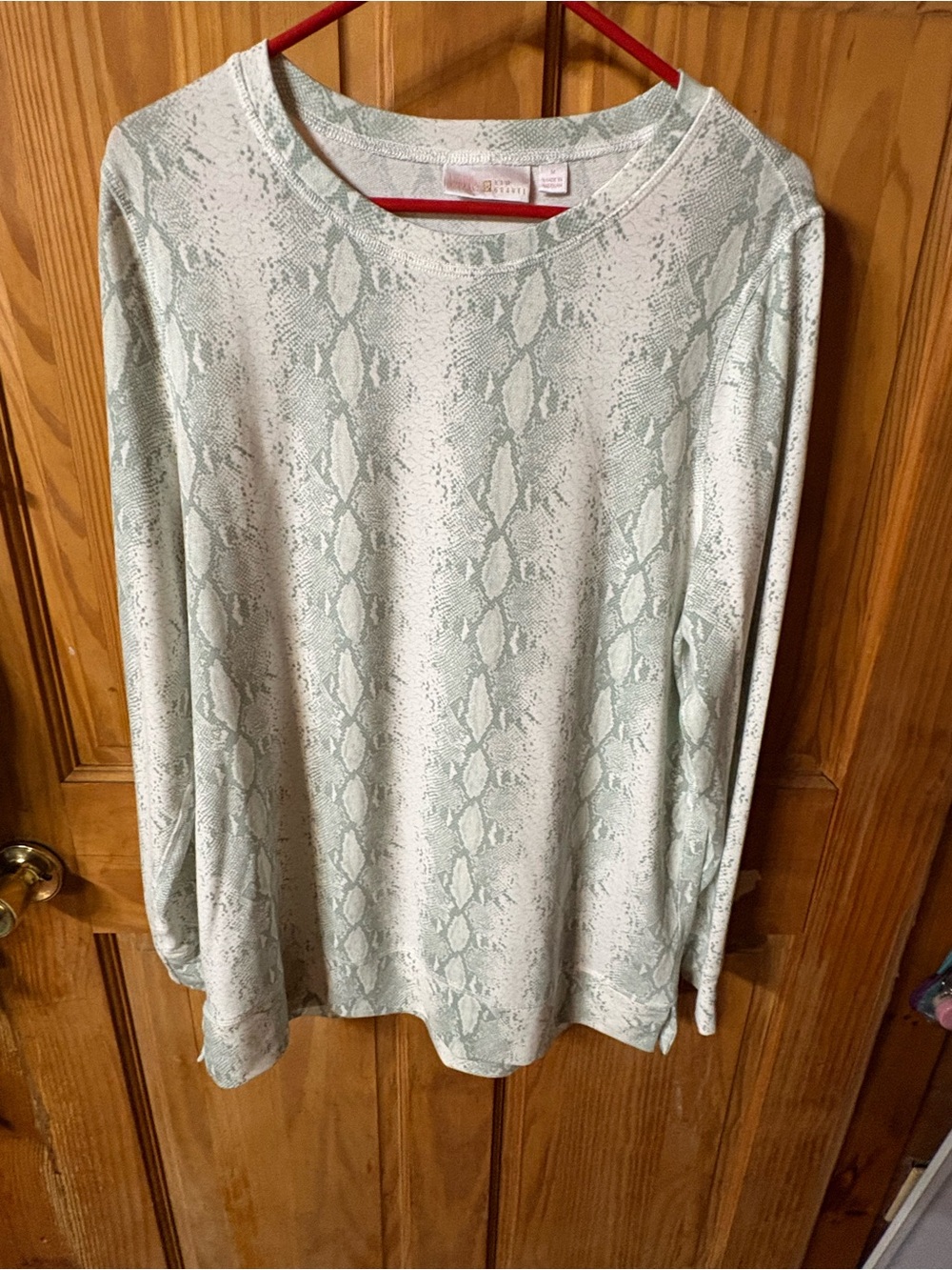 Belle by Kim Gravel Light Mint Snake-Print Long Sleeve Tee
